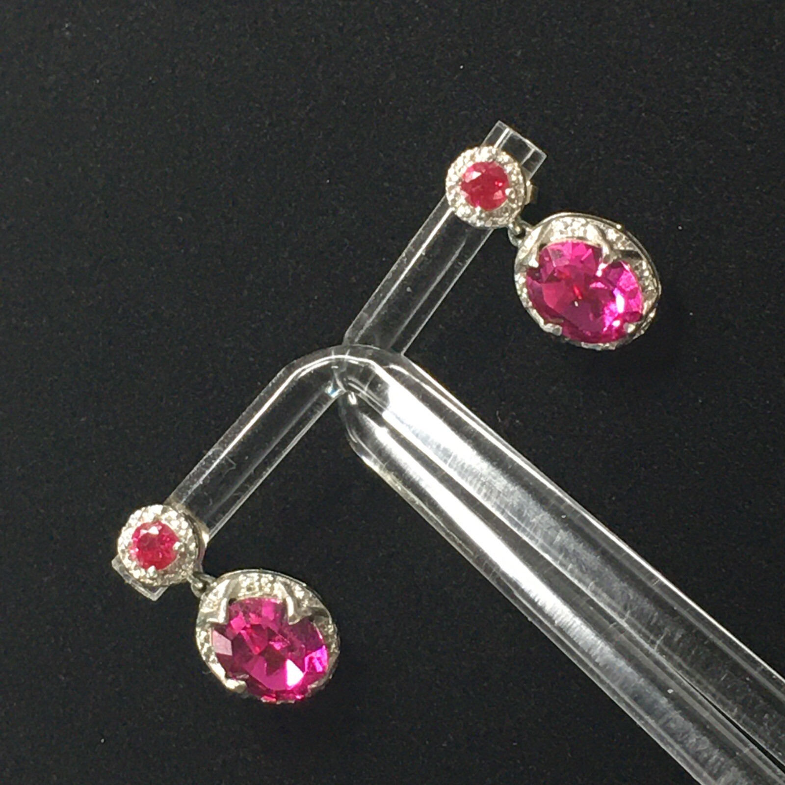 KARIS Sterling Silver Simulated Ruby Dangle Earri… - image 9