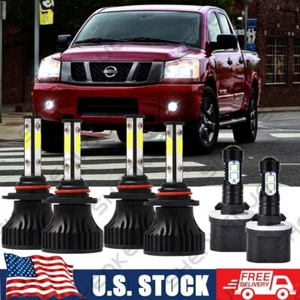 Pour Nissan Titan 2004-2015 - 6x 6000K WHITE LED Phares Hi-Lo + Ampoule de brouillard