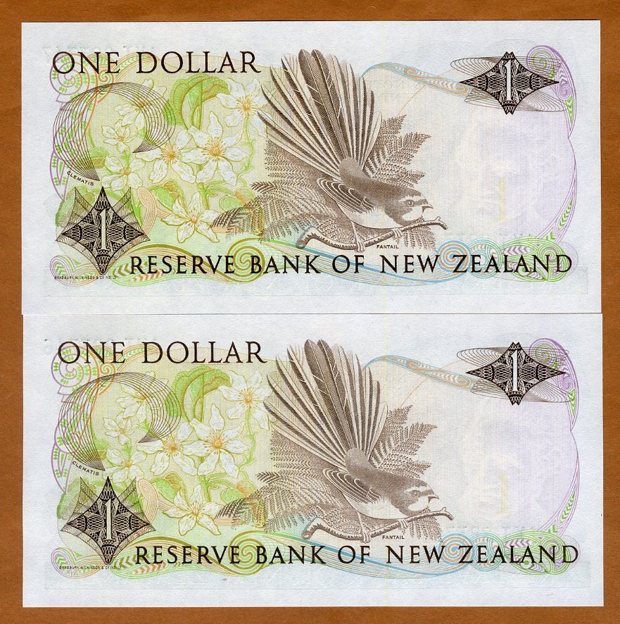 SET New Zealand, 2 x $1, Consecutive Pair, ND (1989-1992), P
