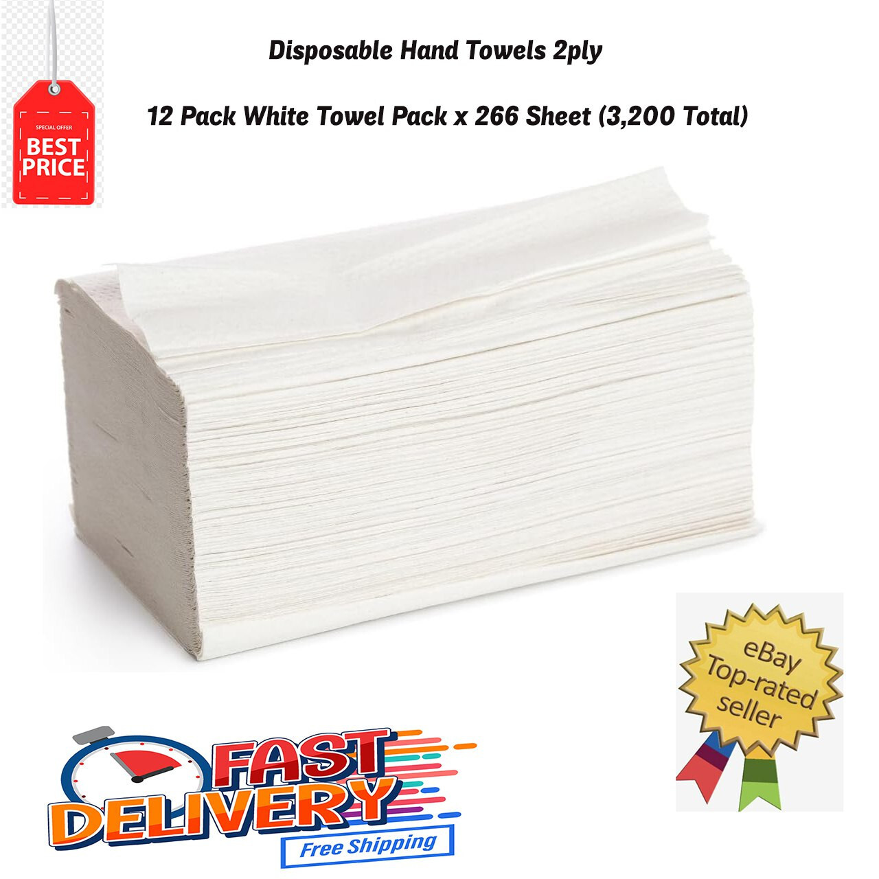 3200 Luxury Paper Hand Towels Absorbent Tissues Multi Fold Premium
