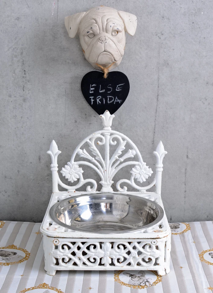 Fressnapf shabby Hundenapf Gusseisen Wassernapf weiß Napf Landhaus Futternapf - Bild 3 von 4