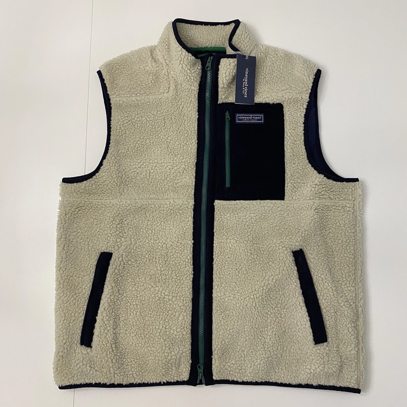 Vineyard Vines Sherpa Supershep Fleece Mens XL Pockets Full Zip Vest NWT