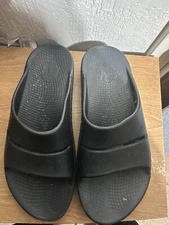 OOFOS OOahh Slide Sandals Mens Size 11 Black Slip On Recovery Comfort Support