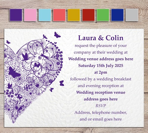 75 Personalised Wedding Invitations / Evening Invites inc Envelopes - Handmade - Picture 2 of 10
