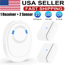 Wireless Window Door Open Alarm 58 Chime Magnetic Sensor Bell Receiver +2 Sensor