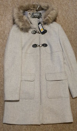 M\u0026S Faux Fur Wool Blend Duffle Coat 