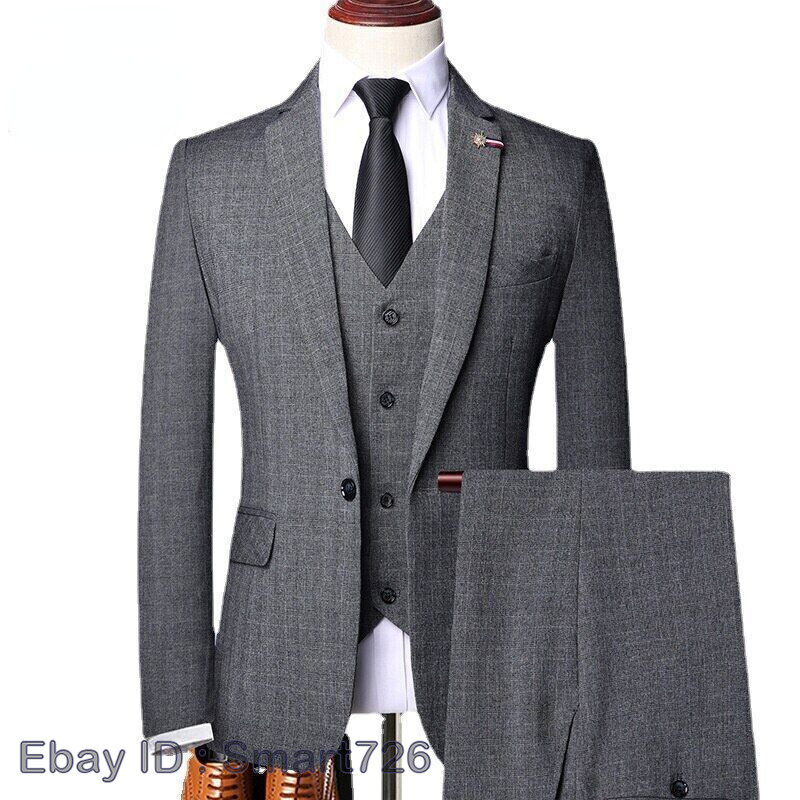 Retro Classic Mens Slim Fit Business Suit 3-Piece Set Jacket Vest Pants-image