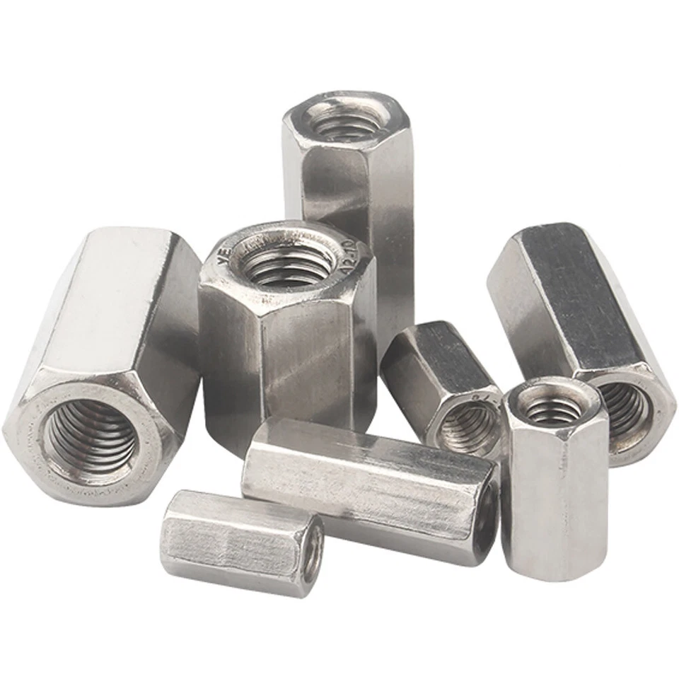 M5 M6 304 Stainless Steel Hex Coupling Nuts Threaded Rod Bar Long Connector Nuts - Image 4 of 4