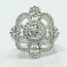 1Ct White Round Cut CZ Bezel Set Engagement Wedding Ring In 925 Sterling Silver