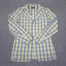 APC Blazer Mens MEDIUM Green Plaid Jacket Long Sleeve Button Collared Size M