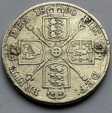 1890 Queen Victoria Jubilee Head Double Florin ( Arabic 1 ) 925 Coin