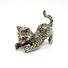 Wunderschöne spielende Katze 800er Silber Italien Miniatur Vitrine Sammler