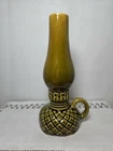 Vintage 70’s McCoy Pottery Avocado Green Oil Lamp Shaped Vase 8.5" Tall