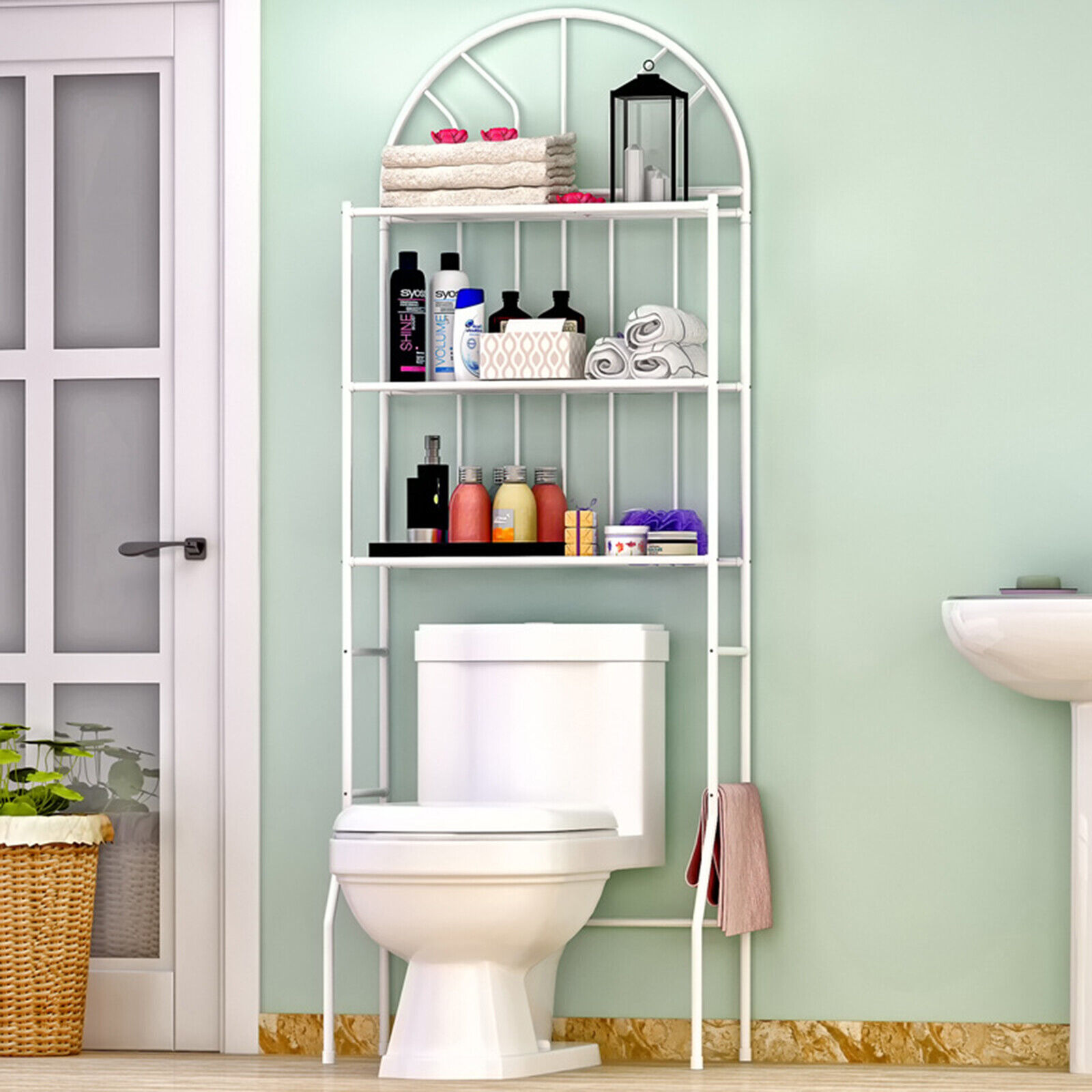 3 Tier Bathroom Storage Rack Over Toilet Towel Racking Shelf Cabinet Organizer For Sale Online
