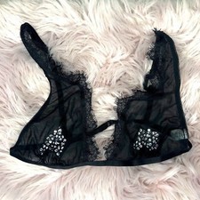 Seduction by Frederick s of Hollywood Sheer Black Rhinestone Bralette