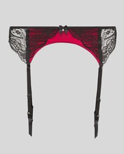 Strumpfhalter Strapse mit Spitze  schwarz / rot  NEU mit Etikett
