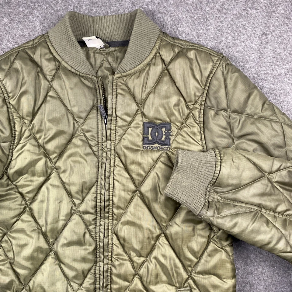 DC Shoe Co. Quilted Puffer Jacket Men's Small Dusty Olive Embroidered Logo *read - Image 4 of 4
