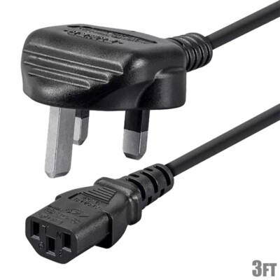 3FT England Standard Power Cord Cable BS 1363 (UK) to IEC 60320 C13 ...