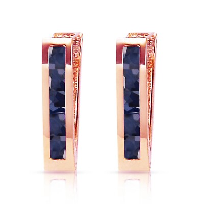 14K. MASSIVER OVALER HUGGIE OHRRING AUS GOLD MIT SAPHIREN (Roségold)