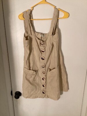 Women ''Nicholas'' tan, sleeveless button up short dress. Size 12. P.O.
