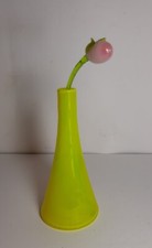 Vaso e Fiore Bocciolo Vintage Vetro Design SALVIATI Murano Venezia Firmato cm 22