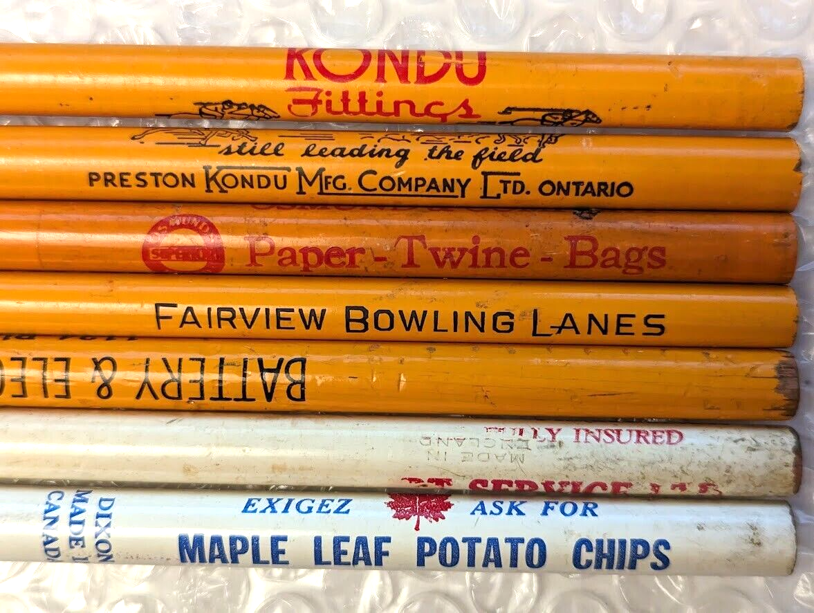 7 Vintage 1950s Advertising Lead Thick Pencil Kondu Maple Leaf Fat