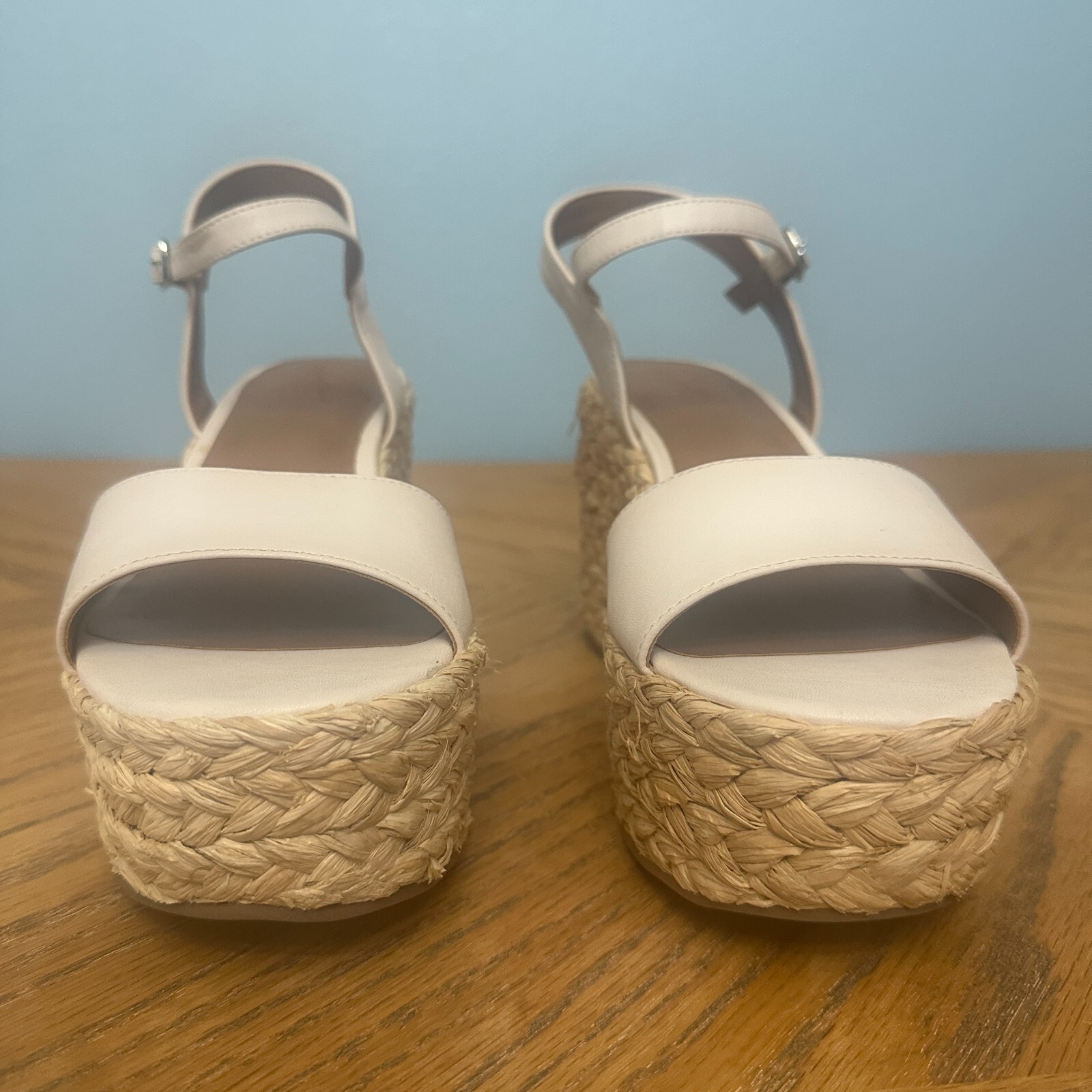 Universal Thread Platform Wedge White Sandals Ank… - image 4