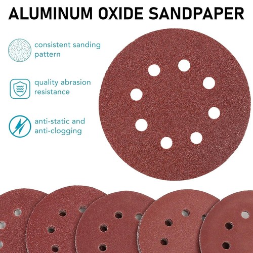 Assorted Grit Sandpaper Discs - 5" Hook and Loop Pads for Random Orbital Sanders - Picture 7 of 9