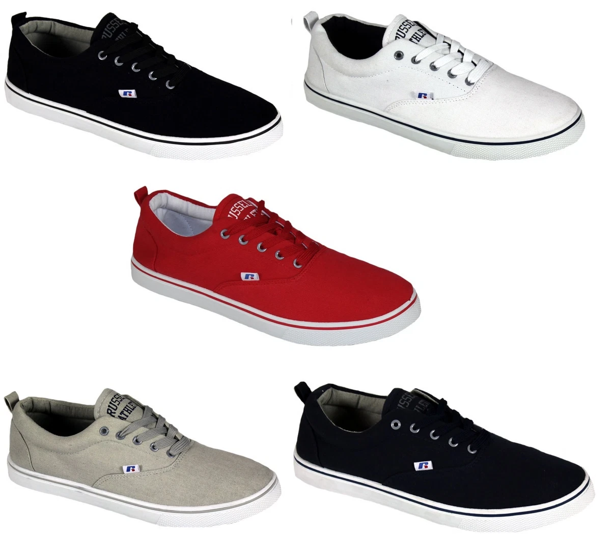 Mens New Russell Athletic Lace up Canvas Shoes Pumps Plimsolls Trainers Sneakers