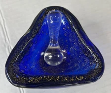 Murano Art Glass Burgundy Gold Swirl Mortar Crystal Pestle Made in Italy