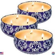 Citronella Scented Candles 3 Pack - 3 Wick Natural Soy Wax for Indoor/Outdoor
