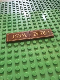 LEGO Printed Tile 2x4 Set Brown GREAT WEST Train Signs Hotel Western Cowboy 7597
