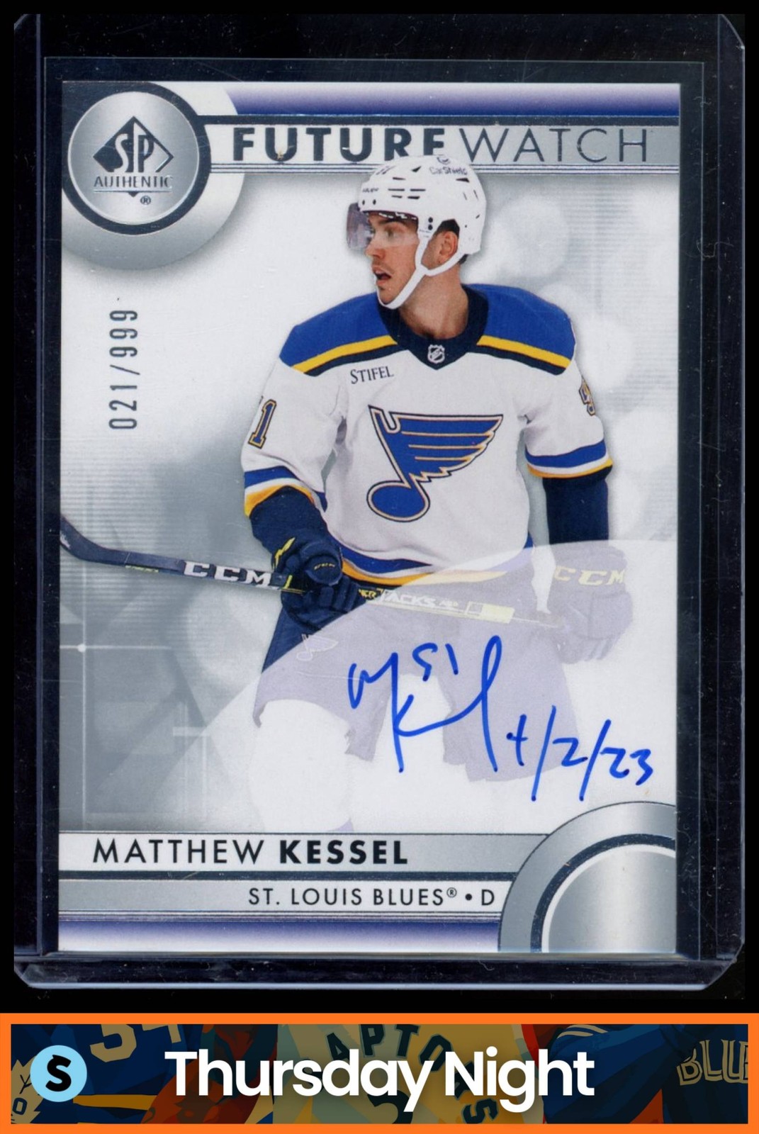 2023 SP AUTHENTIC #130 MATTHEW KESSEL AUTO RC FUTURE WATCH ROOKIE INSCRIBED /999