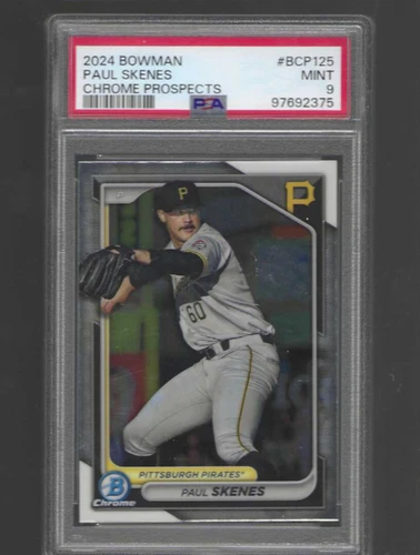 2024 Bowman Chrome Prospects Paul Skenes #BCP125 PSA Graded Mint 9 Pirates