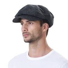 Newsboy Hat Wool Felt Simple Ivy Cap SL3525 One Size Black