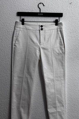 Mango Basics White Slim Fit Trousers with Piping Detail - Size EUR 34 / US 2