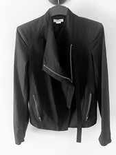 Helmut Lang Black Moto Jacket Cotton Shell With Zippers Size Small S