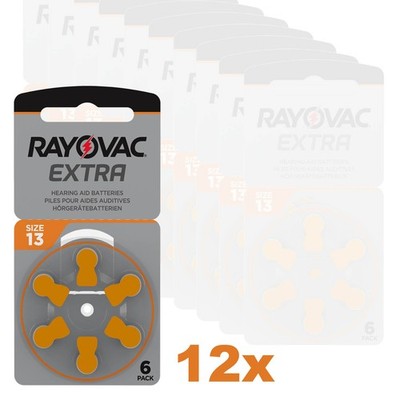 12x 6er Blister Rayovac Hörgerätebatterien 13 Extra Advanced 1,45V 310mAh PR48