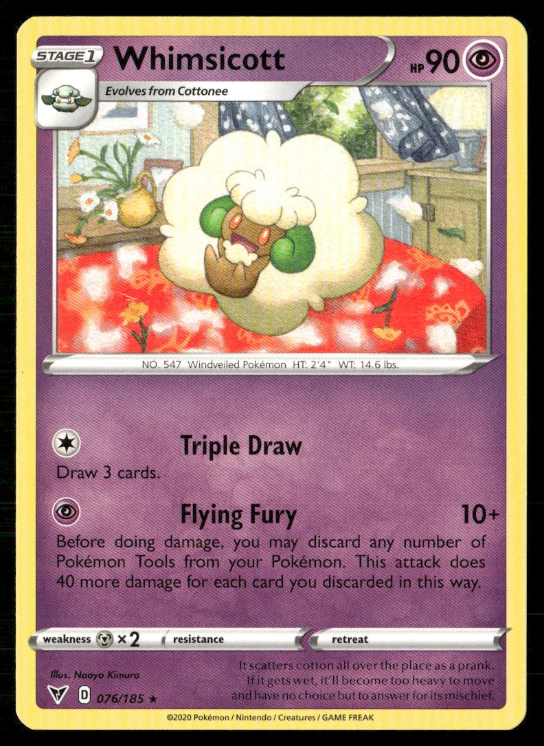 Whimsicott 076/185 Rare Vivid Voltage Pokemon Lightly Played