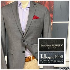 Banana Republic Blazer Jacket Sport Coat Mens 40R Slim Fit Wool Gray