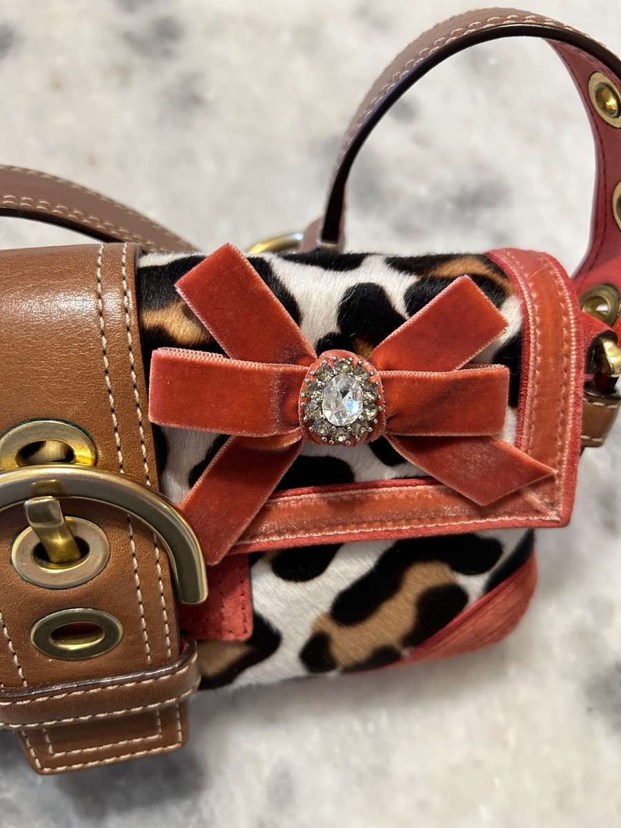 【希少美品】 コーチ ハンドバッグ 8A32 ソーホー オセロットデミフラップ Rare Y2K Vintage Coach SoHo purse 8A32 ocelot leopard calf hair