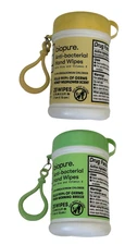 Biopure Plant Based Anti-Bacterial Hand Wipes, Mini Travel Size with Keychain