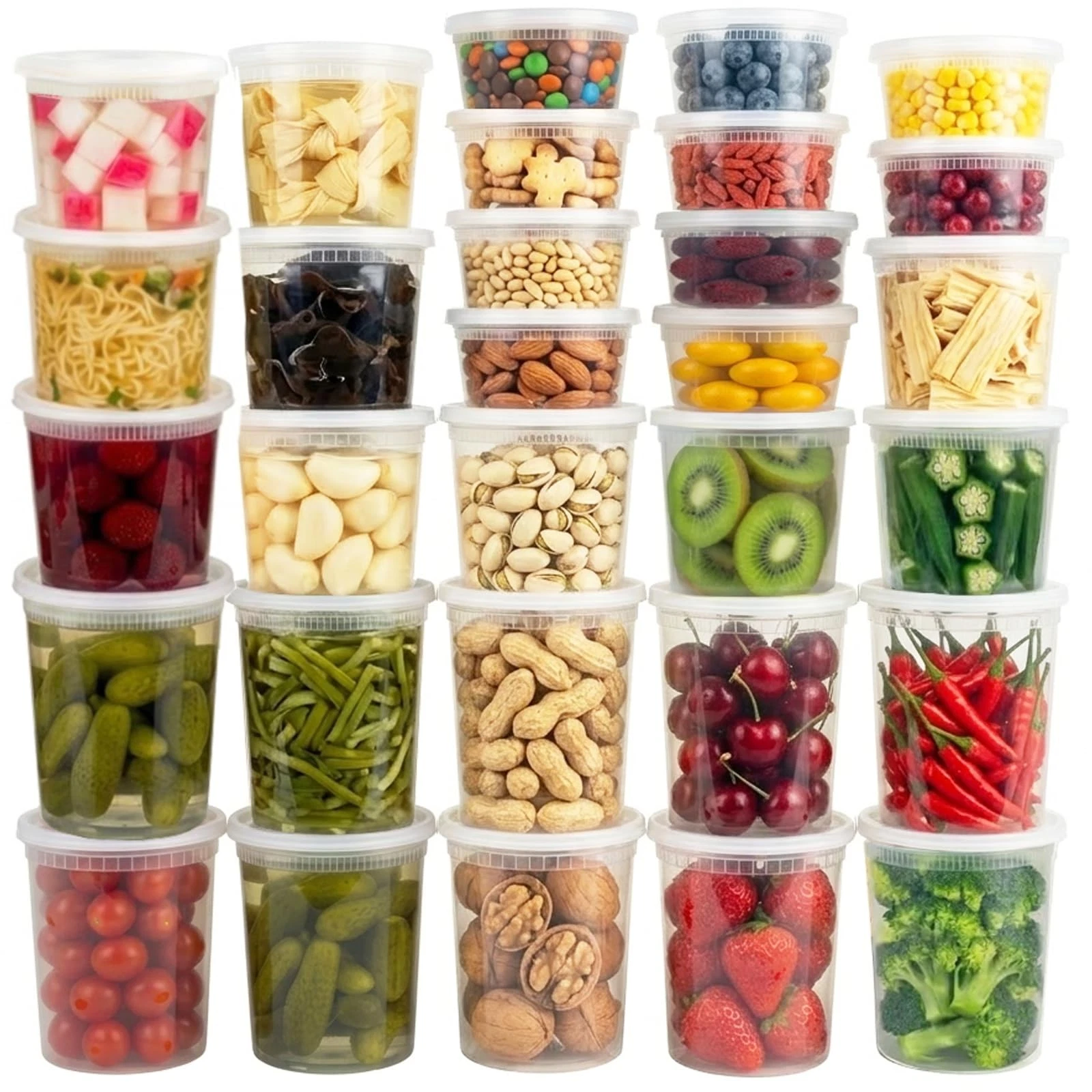 30 Sets (60-Piece) Disposable Food Storage Containers with Lids, BPA-Free, Le...