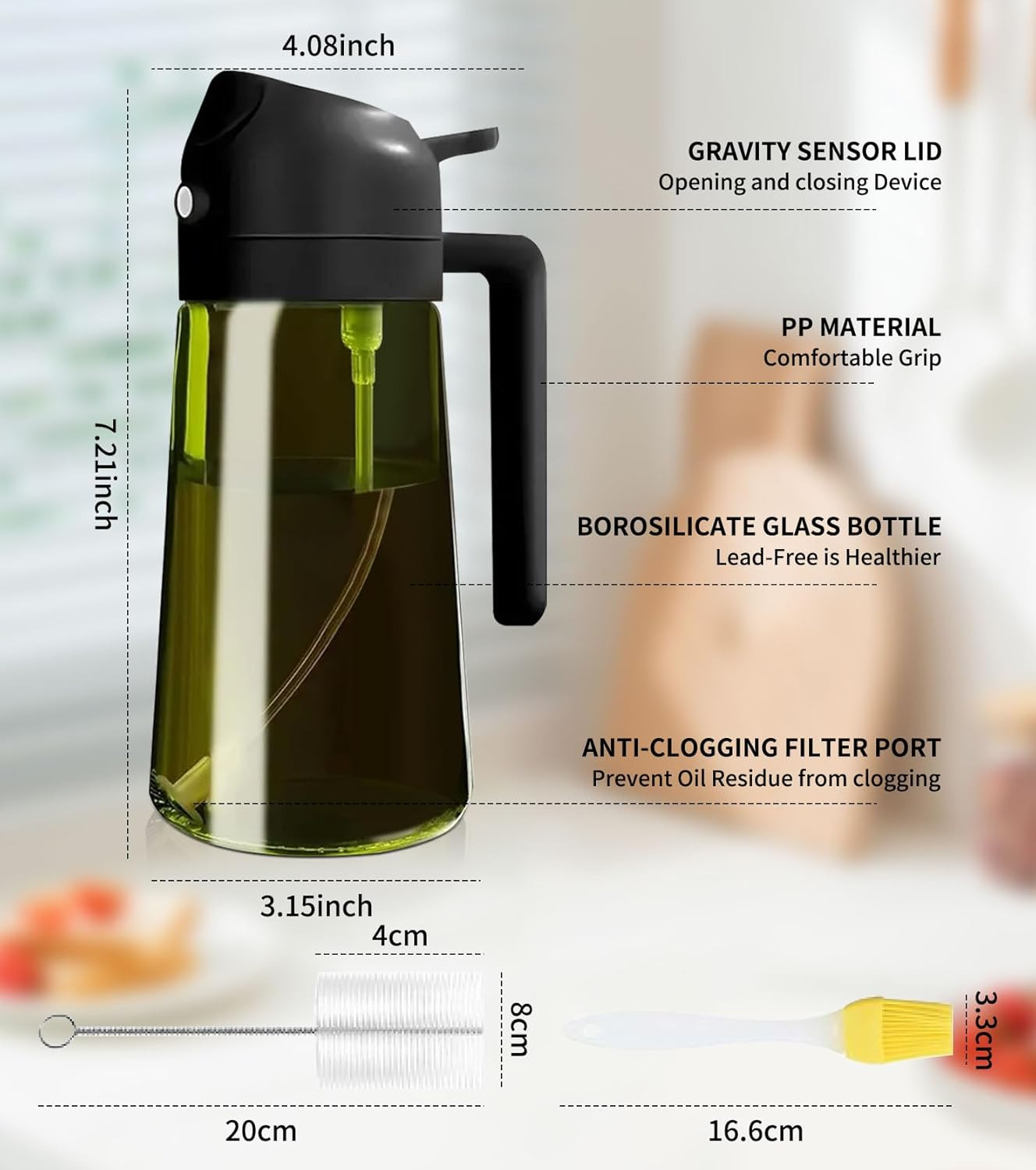 Spruzzino per Olio, Nebulizzatore Olio 100ml, Olio Spray per Friggitrice Ad Aria, Padella