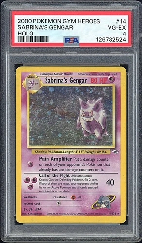 SABRINA'S GENGAR 2000 Pokemon Gym Heroes Holo with Swirl #14 - PSA 4 -524