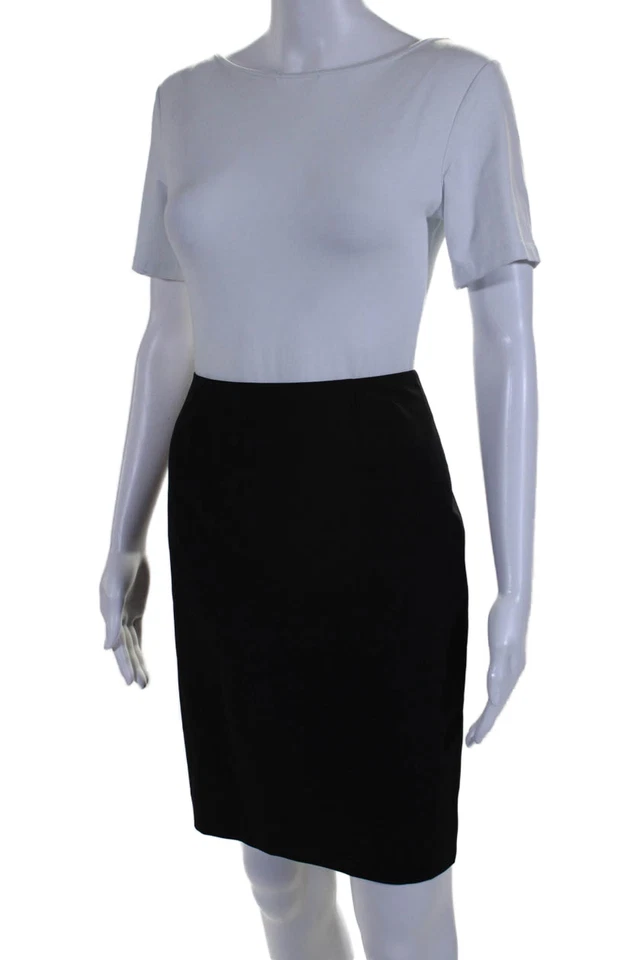 Elie Tahari Womens Back Slit Mini Pencil Skirt Black Wool Blend Size 2 - Image 2 of 4