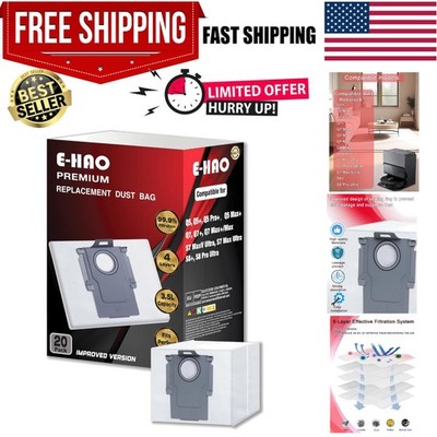 20 Pack Disposable Vacuum Dust Bags Replacement for Roborock S8 Pro Ultra, S8...