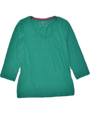 Nautica Damen Nachtwäsche Oberteil 3/4-Arm UK 12 Medium grün Baumwolle NV17