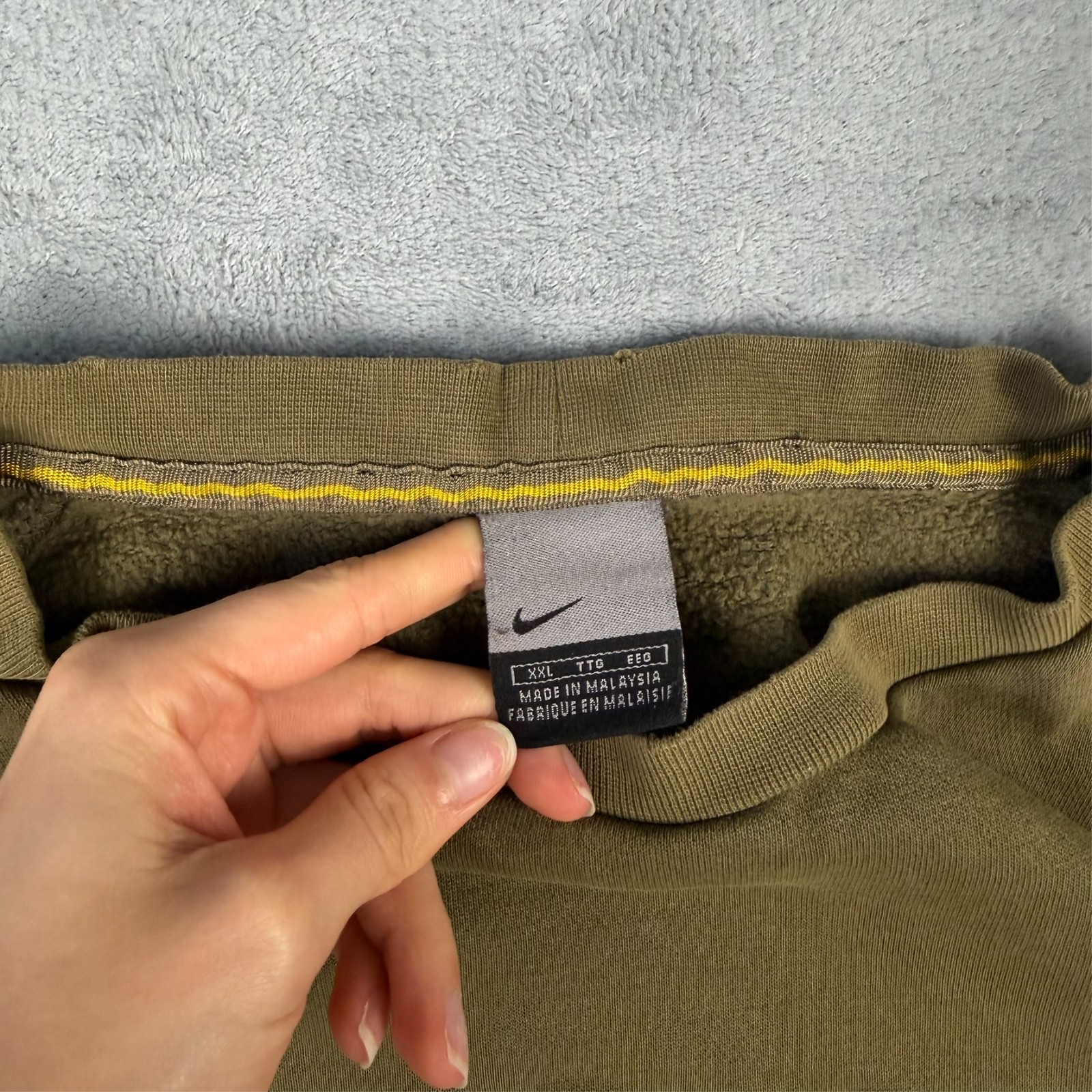 Vintage Nike 2000s Y2K Khaki Green Spellout Oversized Sz 2XL Pullover Sweatshirt image 5