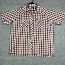 VTG Wrangler Big Man Western Shirt Pearl Snap Plaid XL Made In USA Red White